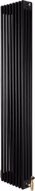 Radiatore Tradizionale 4 Colonne Verticale Riscaldamento Nero & Valvole 1800x380 mm