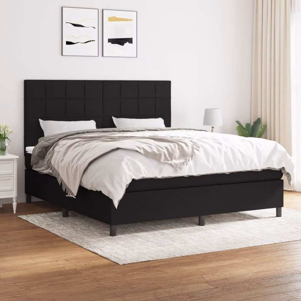 Maison Exclusive - Giroletto a Molle con Materasso Nero 180x200 cm in Tessuto