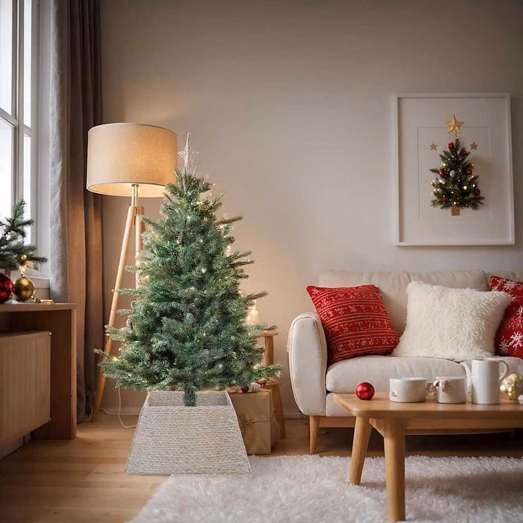 Maison Exclusive - Decorazione per albero di Natale, forma quadrata, colore bianco, dimensioni 70 x 70 x 28 cm