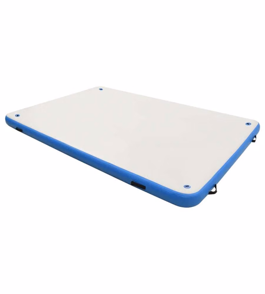 Tappeto Galleggiante Gonfiabile Blu e Bianco 300x200x15 cm