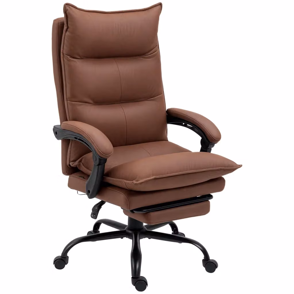Sedia da ufficio executive Minimal marrone con massaggio e riscaldamento in microfibra e similpelle – 2