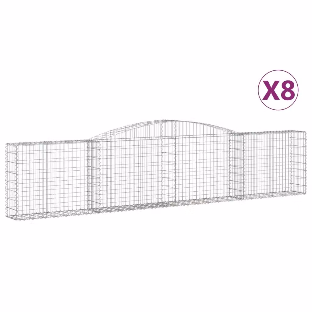 Set di 8 Cesti Gabbioni ad Arco vidaXL in Acciaio Zincato Argento L: 400 cm, P: 30 cm, H: 80-100 cm – 2