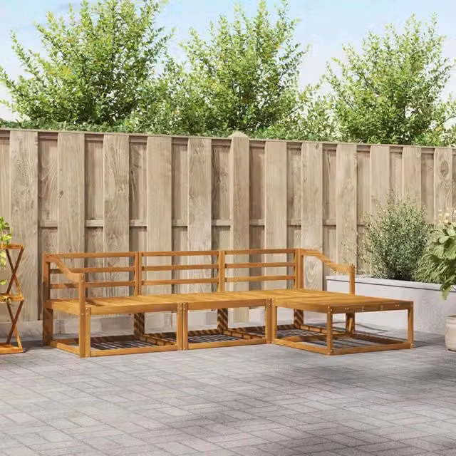 Set di divani da esterno 4 pz Naturale Legno di Acacia Massello 3367417