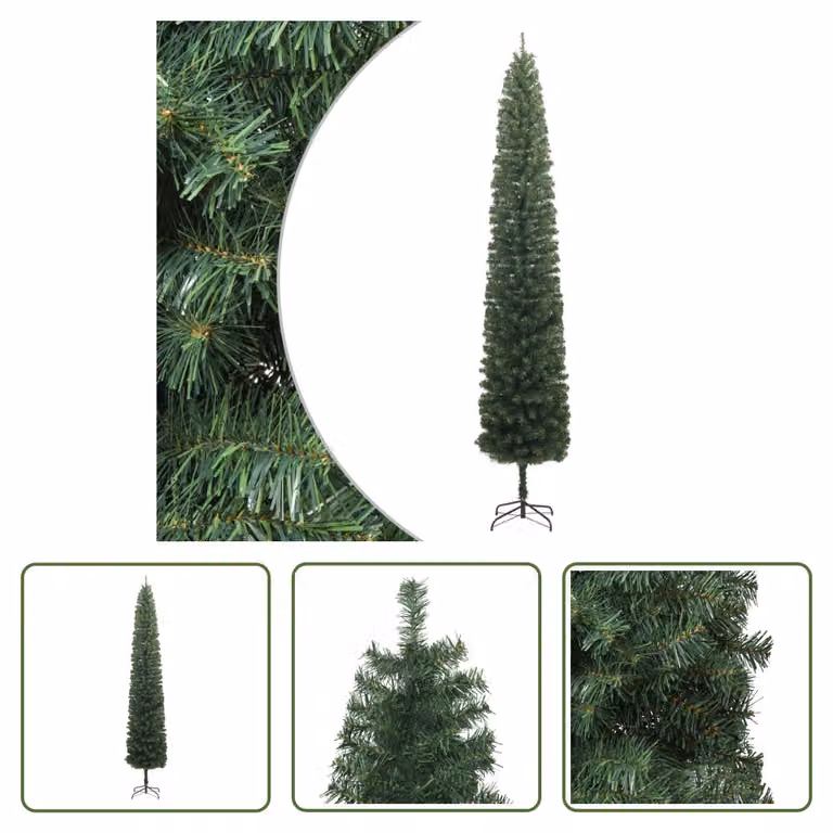 The Living Store Albero di Natale sottile con supporto 270 cm PVC