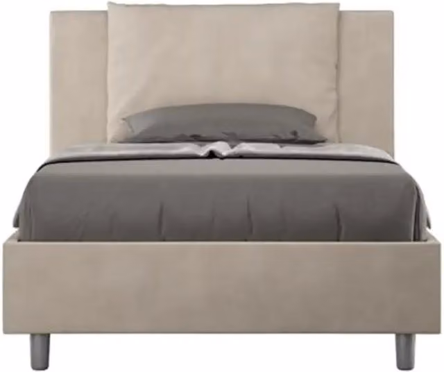 Letto singolo contenitore imbottito Antea Ityhome in microfibra colore sabbia L/P/H: 100 x 200 cm