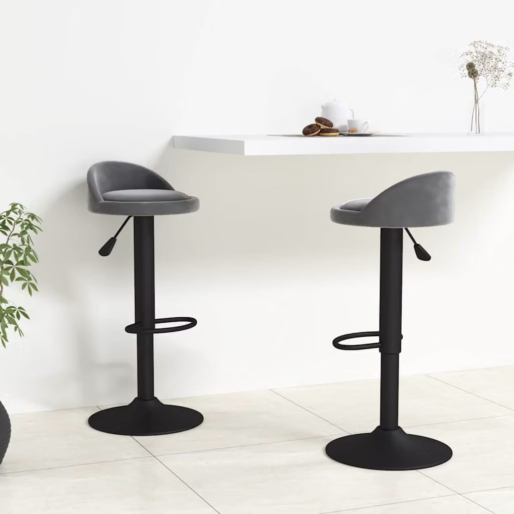 Set di 2 sgabelli da bar vidaXL in velluto verde scuro con base girevole a 360 gradi