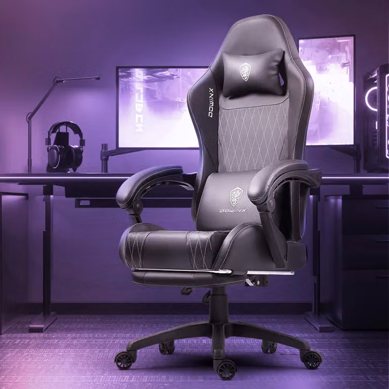 Sedia da ufficio – Sedia ergonomica per computer con molle insacchettate, poggiapiedi e poggiatesta – Capacità massima: 131 kg – Colore: nero