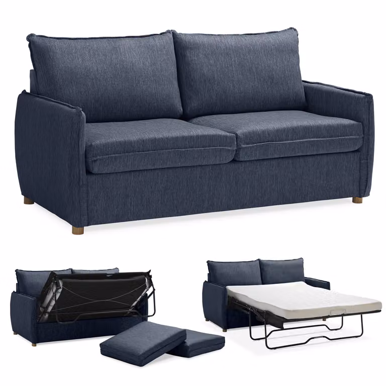 Divano Letto con Materasso Matrimoniale Memory GRACE Blu