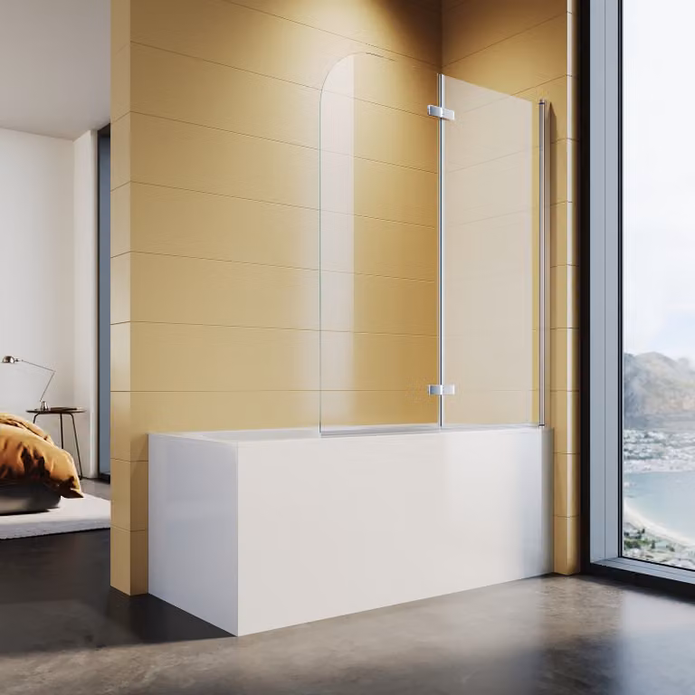 SONNI 120x140 cm Accessorio da bagno pieghevole con pannello laterale Schermo da bagno pieghevole Nano, schermo da doccia pieghevole comfort