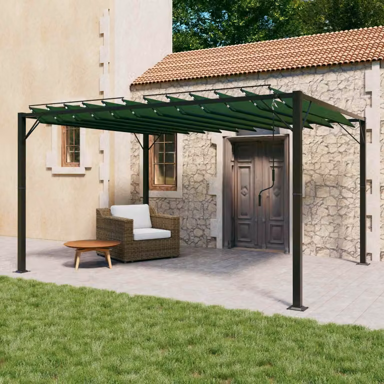 vidaXL Gazebo con tetto ventilato in alluminio e poliestere Verde L: 300 cm, P: 400 cm, H: 214 cm