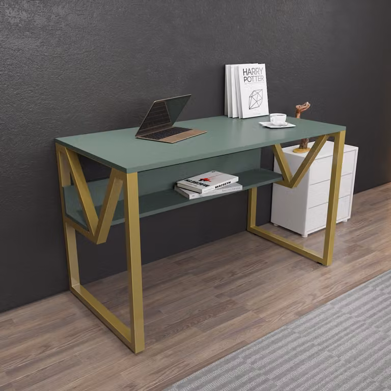 Skye Decor, Lona - Verde, Oro, Scrivania, Verde, 100% PANNELLI DI PARTICELLE RIVESTITI IN MELAMMINA, 120 x 60 x 72,8 cm