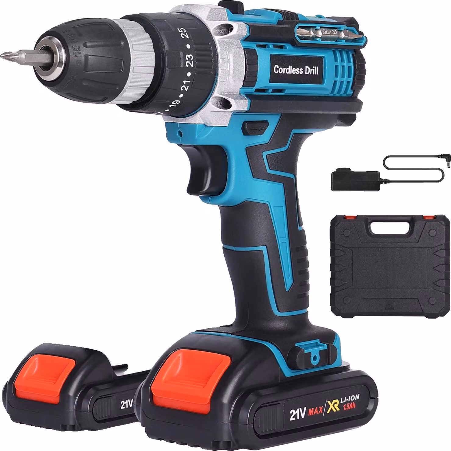 Avvitatore a batteria, funzione a percussione, motore ad alta potenza, 2 batterie