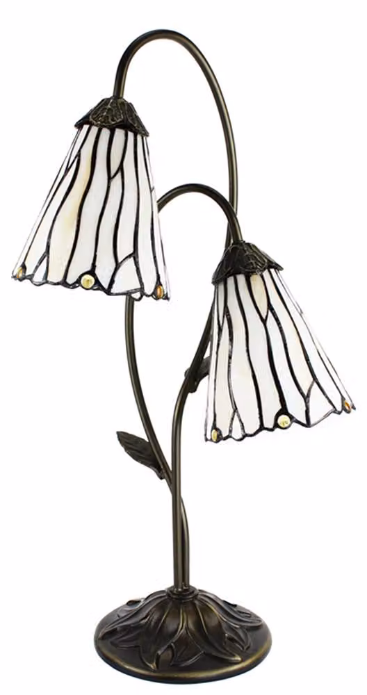 Clayre & Eef Lampada da tavolo Tiffany 61 cm Marrone Bianco in poliresina
