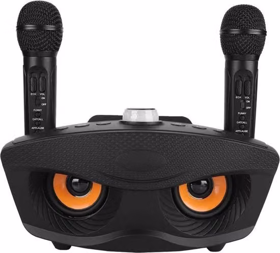 Kit Karaoke per Adulti con 2 Microfoni Senza Fili Bluetooth Nero