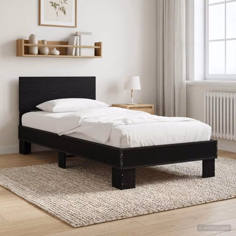 Struttura letto con testata vidaXL in legno nero L: 80 cm, P: 200 cm