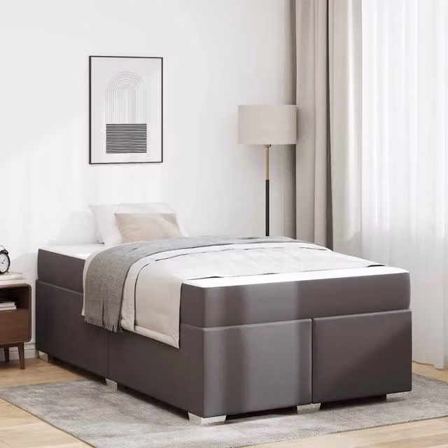 Struttura letto moderna vidaXL in ecopelle grigia con doghe in legno L 120 cm x P 190 cm