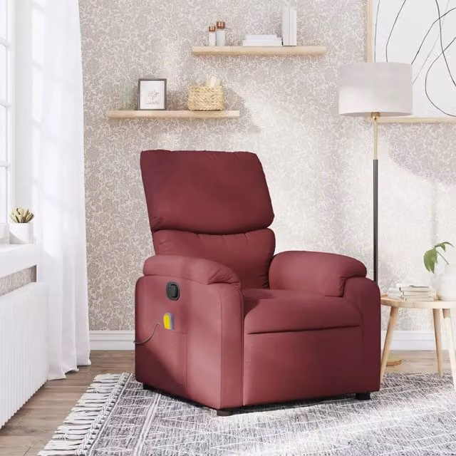 Poltrona Reclinabile Relax vidaXL in Tessuto Rosso con Braccioli e Regolazione Manuale – 1