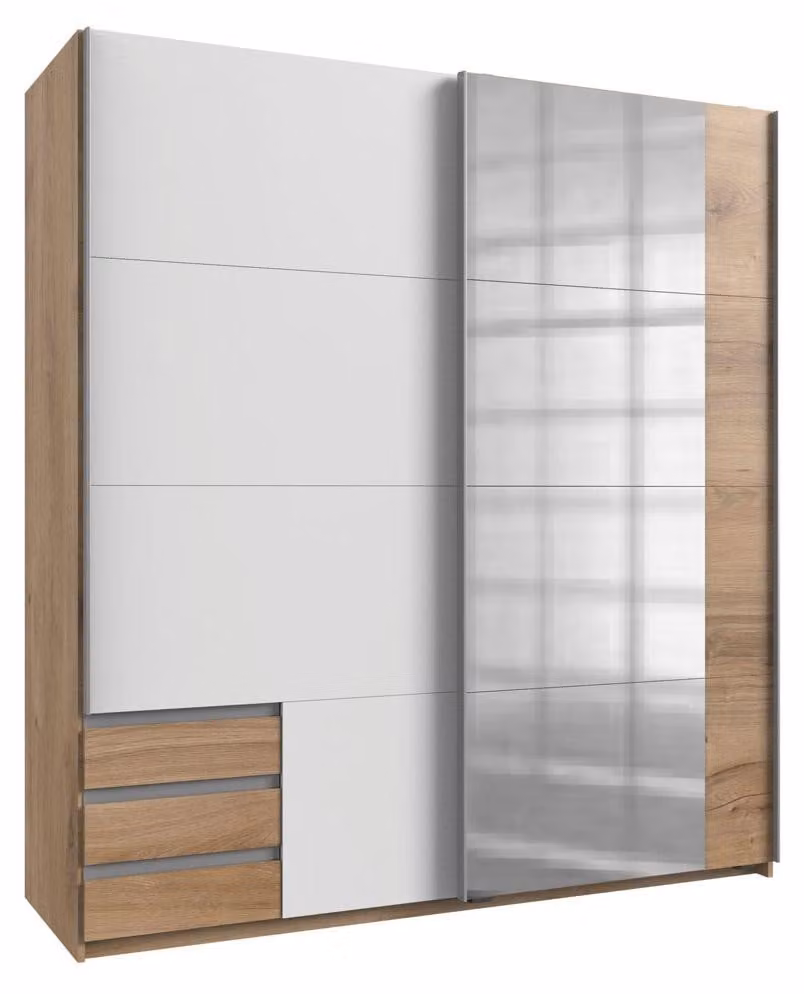 Armadio ad ante scorrevoli Emden Armadio 180x64x198cm in rovere bianco a 2 ante (18803)