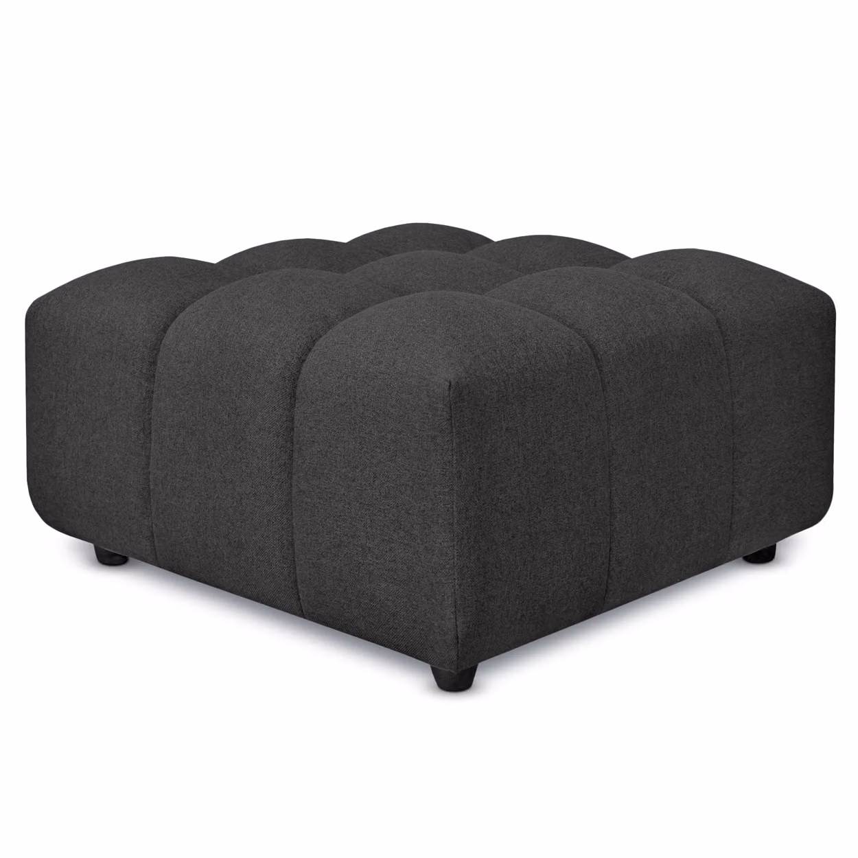Pouf poggiapiedi con bombature morbide, Pouf Rubiq Antracite 60 x 60 cm