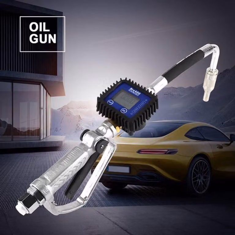 Pompa digitale per carburante e olio – Dotata di misuratore di portata per misurazioni precise – Design compatto – Pompa per carburante – Ideale per automobili e motociclette