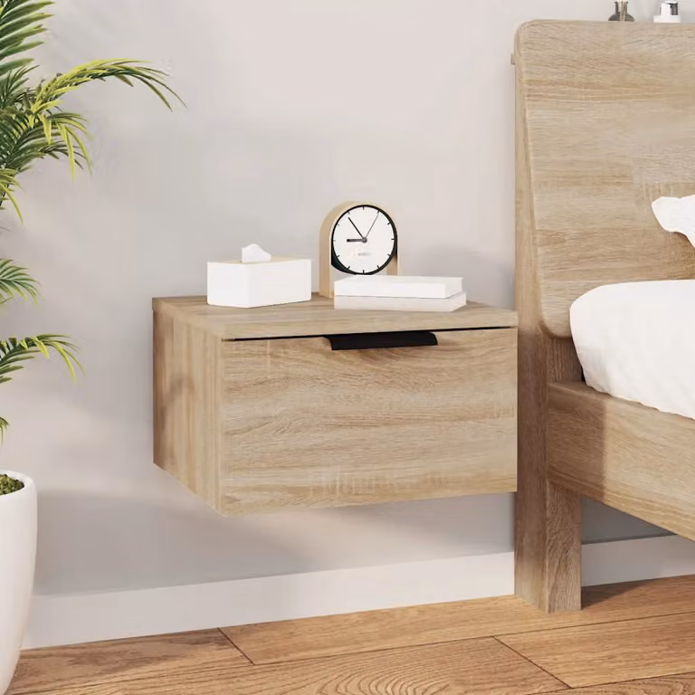 Comodino a muro moderno vidaXL in rovere sonoma, L 34 cm x P 30 cm x H 20 cm