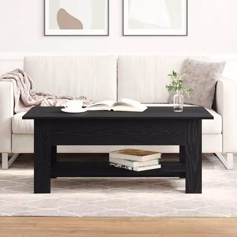 vidaXL Tavolino da salotto rettangolare in rovere e nero L 102 cm x P 55 cm x H 42 cm