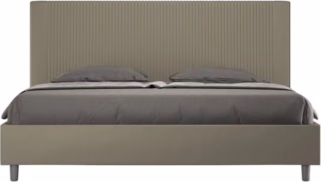 Ityhome Letto matrimoniale king size Goya con contenitore imbottito in similpelle color cappuccino L/P: 190 x 190 cm