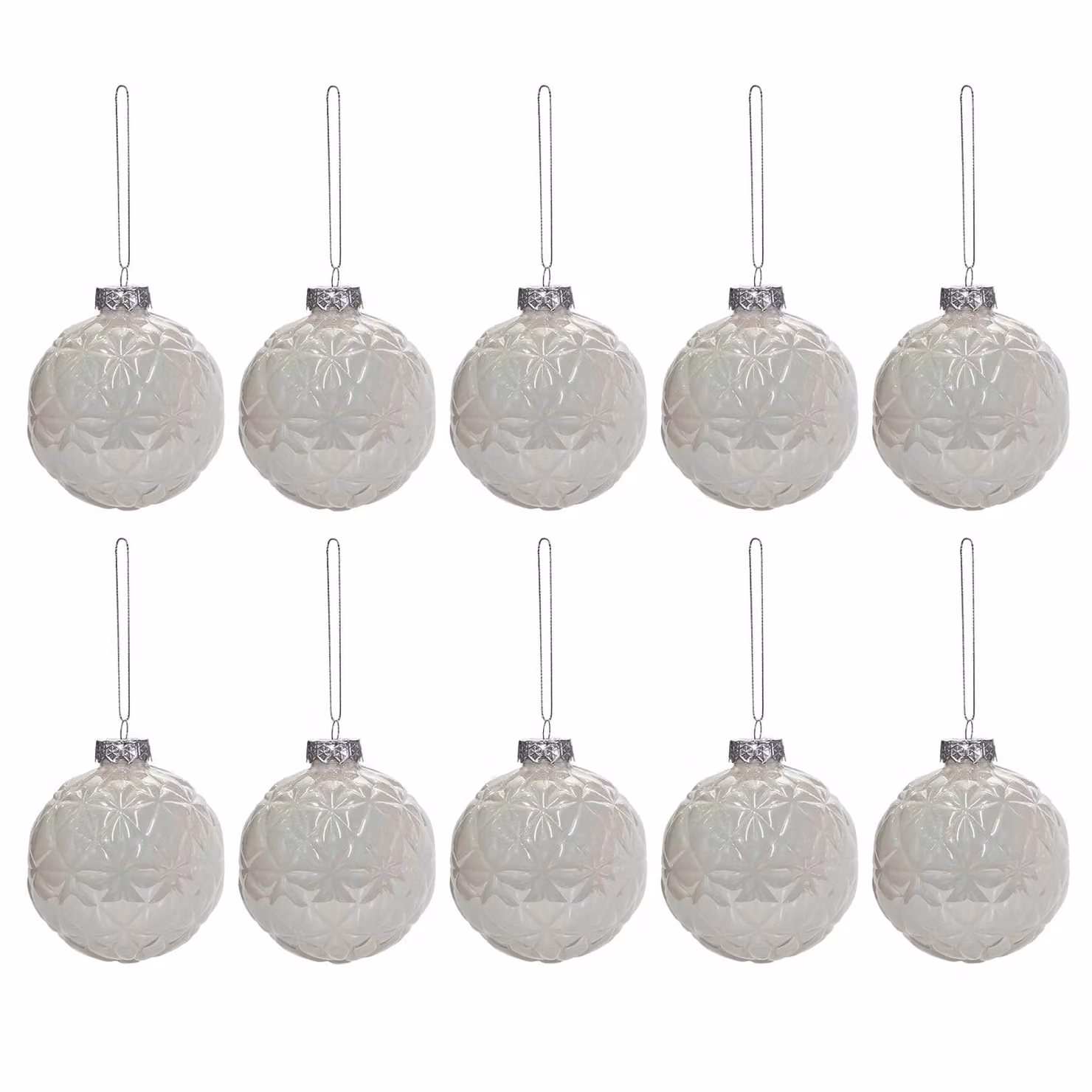 VESTIAMO CASA Set di 10 Palline di Natale Iridescenti Bianche, Diametro: 6 cm – 1