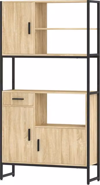 HOMCOM Armadio da cucina con 3 ante soft-close, cassetto, piano di lavoro e nicchie, legno   Aosom Italy