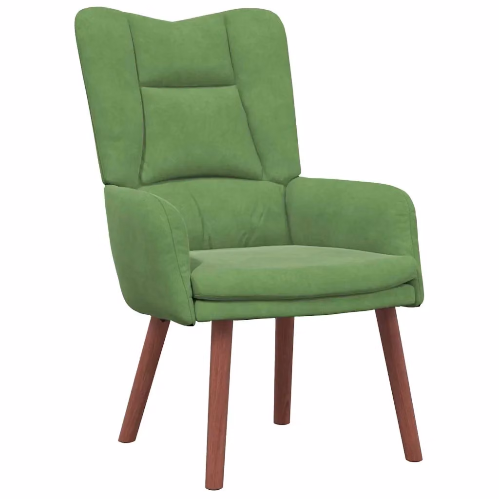 Poltrona relax in velluto verde chiaro con braccioli e struttura in legno L: 63 cm, P: 67 cm, H: 94 cm – 2