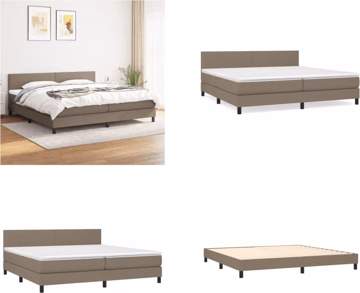 vidaXL Letto boxspring con materasso Taupe 200x200 cm in tessuto - Letto boxspring - Boxspringbetten - Bett - Schlafzimmermöbel
