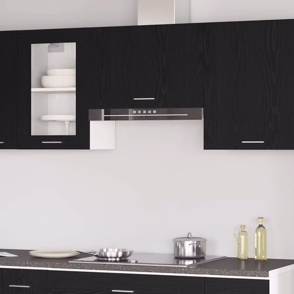 Armadio pensile da cucina moderno vidaXL Lyon in rovere nero con ante a battente L: 60 cm, P: 31 cm, H: 40 cm