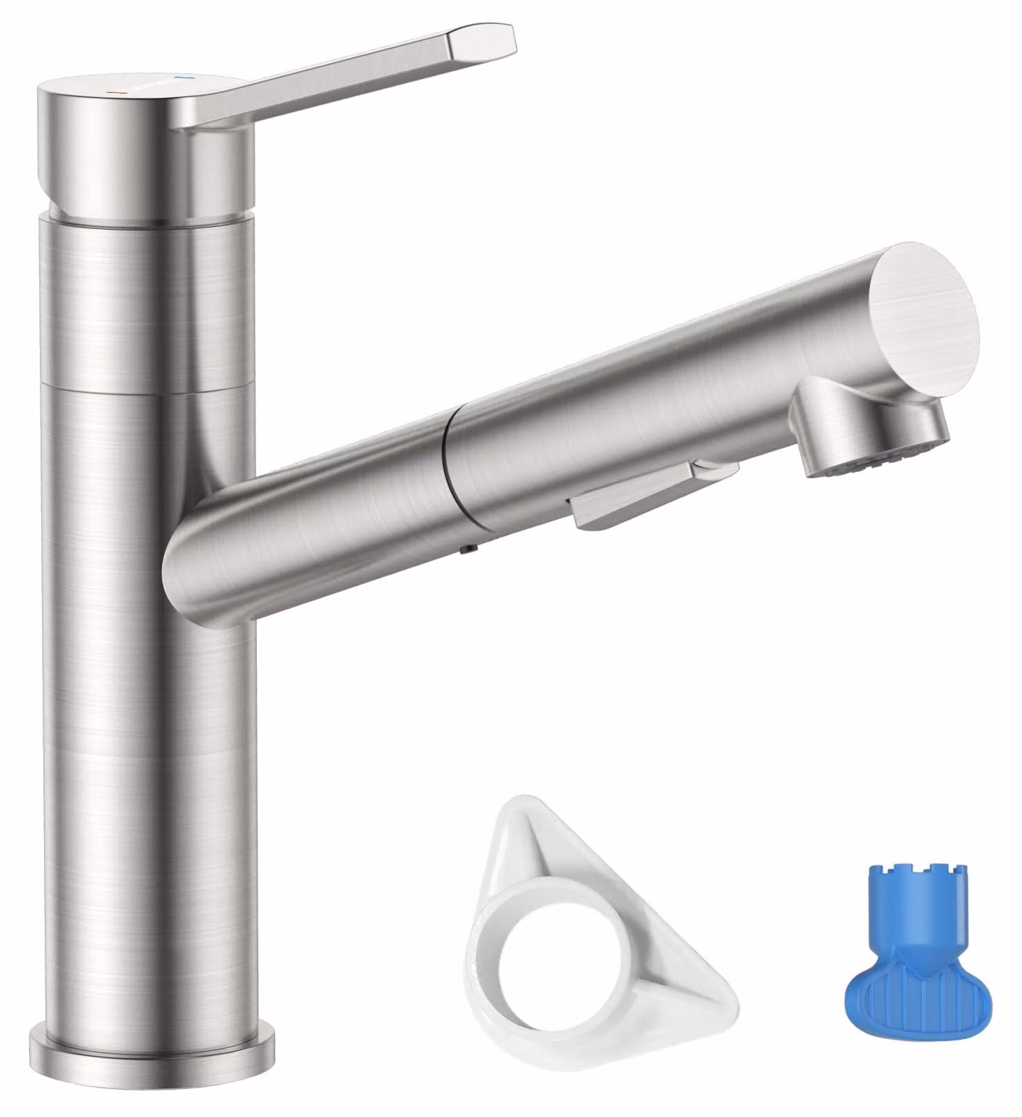 Rubinetto da cucina, acciaio inossidabile, estraibile, rotazione di 120°, 2 modalità di getto d'acqua