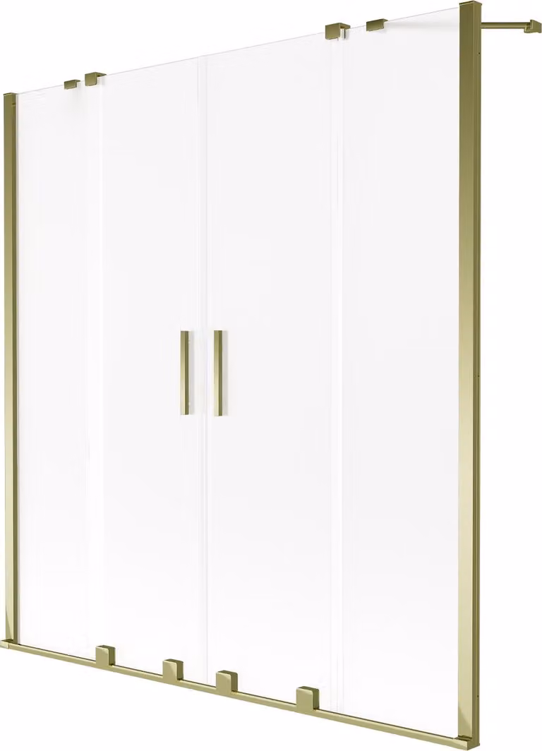 Mexen Velar Duo paravento da vasca da bagno a 2 ante scorrevoli 140 x 150 cm, opaco, oro - 896-140-000-32-50