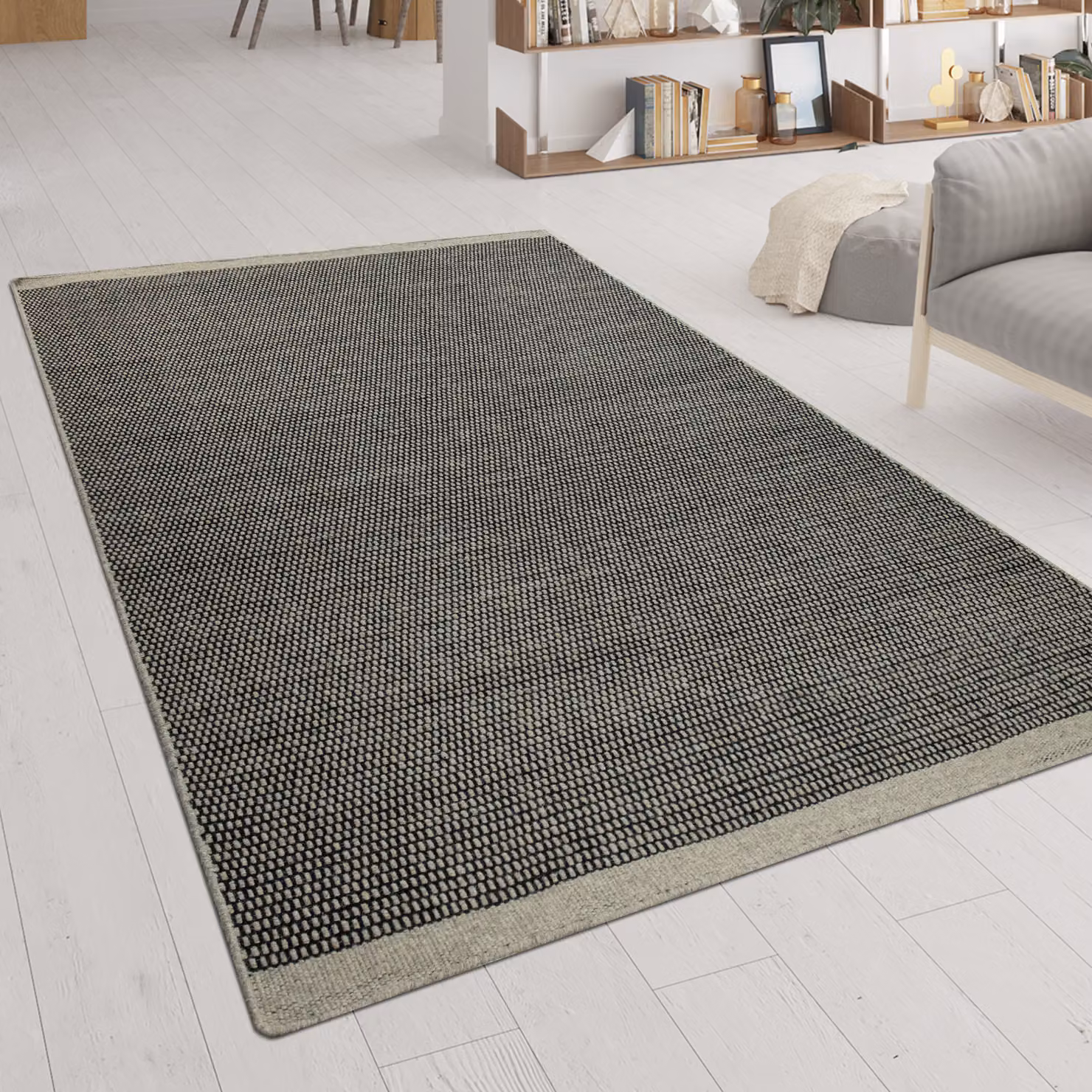 Tappeto Karma in lana e cotone grigio L: 230 cm, P: 160 cm – 2