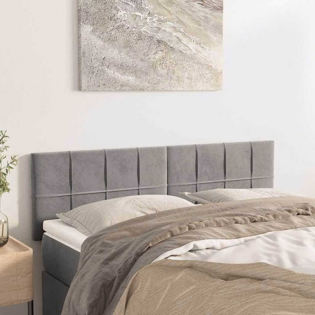 Testiera per letto vidaXL in velluto grigio chiaro, L: 144 cm, P: 5 cm, H: 78-88 cm