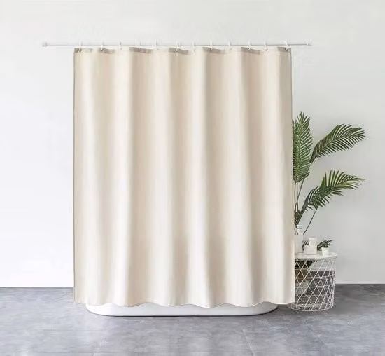 Tenda per doccia in tessuto di poliestere beige, impermeabile e resistente alla muffa, L 200 cm x H 220 cm
