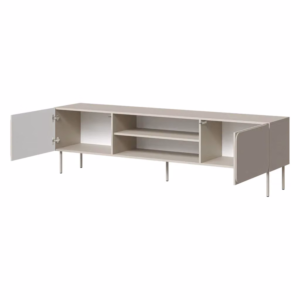 Mobile porta TV Cesara DMORA con un ripiano, stile moderno, colore beige, L 200 cm x P 42 cm x H 57 cm – 2