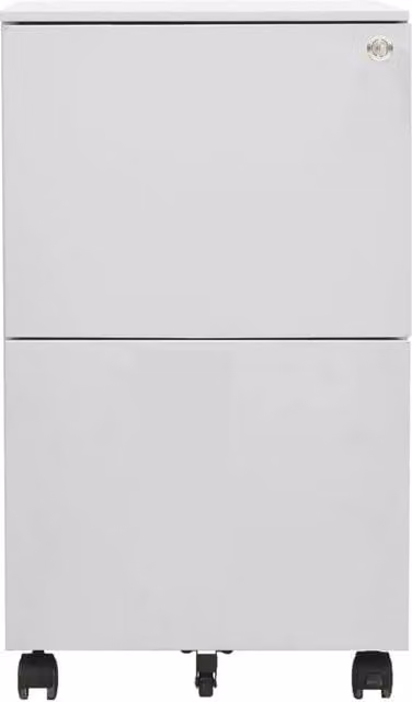 Schedario Mobile in Metallo Grigio con Ruote e Serratura vidaXL L/P/H: 39 x 25 x 67 cm