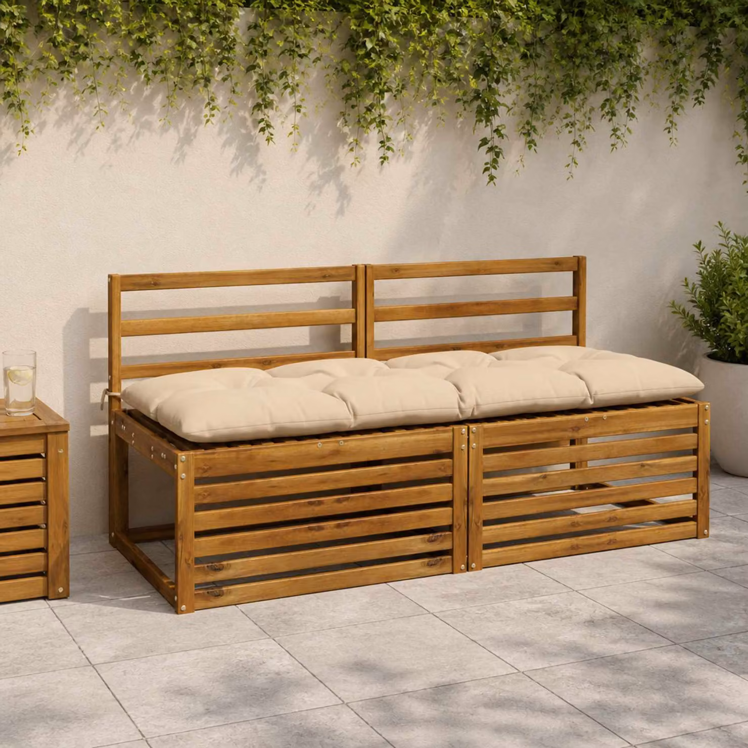 vidaXL Cuscini per Panchina VIANEN 2 pz 100% Poliestere Crema