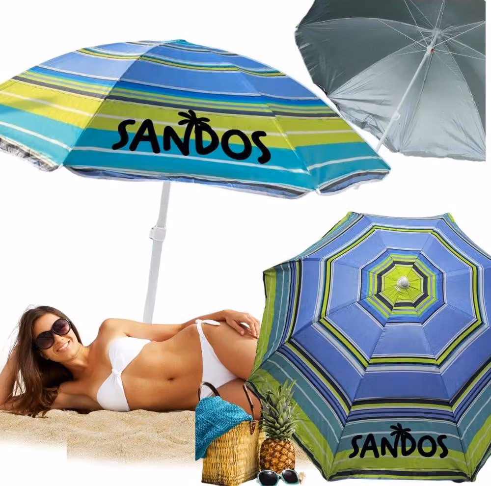 Ombrellone da spiaggia da giardino a strisce con filtro uv infrangibile
