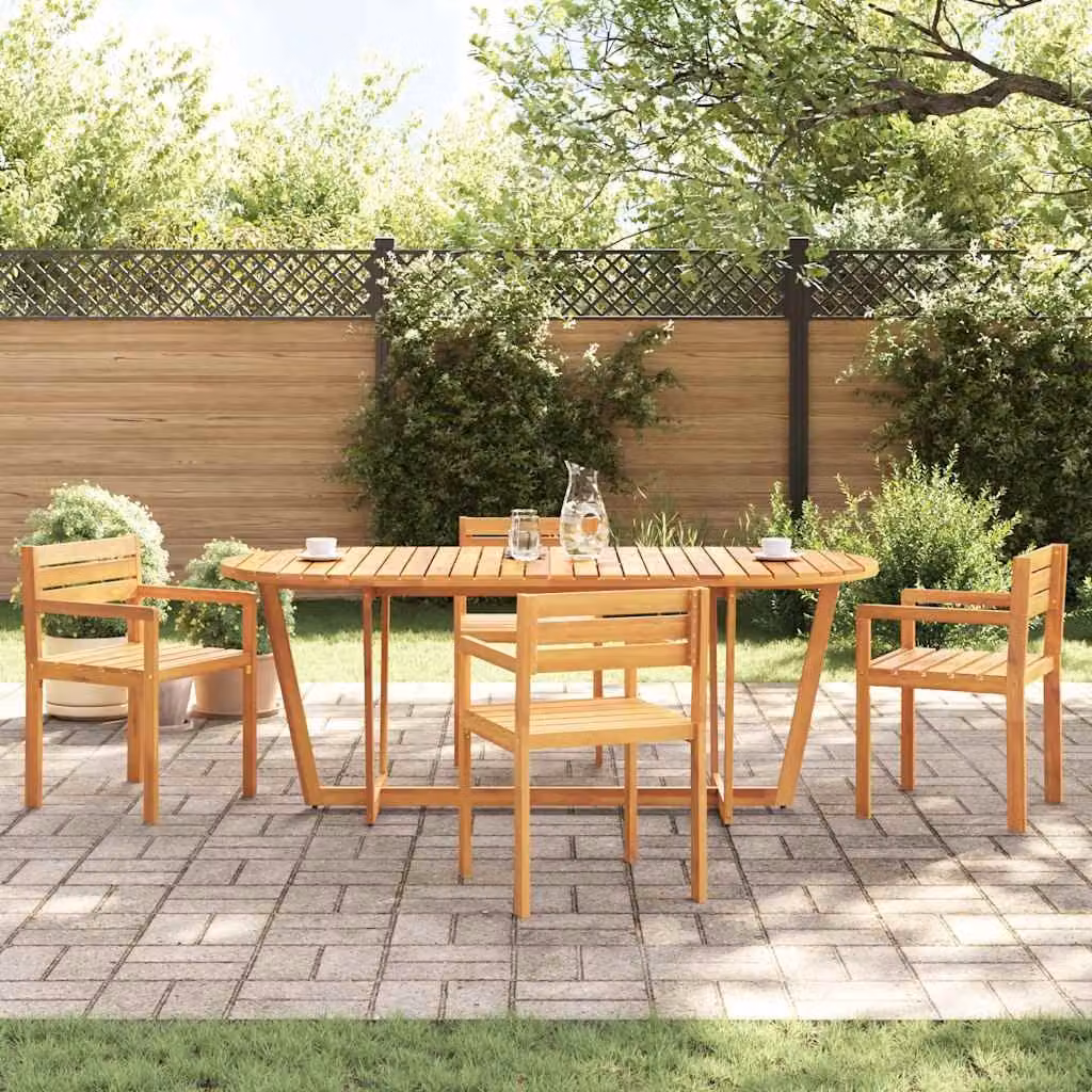 vidaXL Tavolo da pranzo ovale da giardino in legno di acacia marrone L: 200 cm, P: 90 cm, H: 75 cm