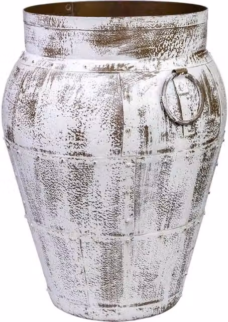 Vaso rotondo in metallo WANDERLUST DECO bianco e oro L/P/H: 45 x 45 x 60 cm