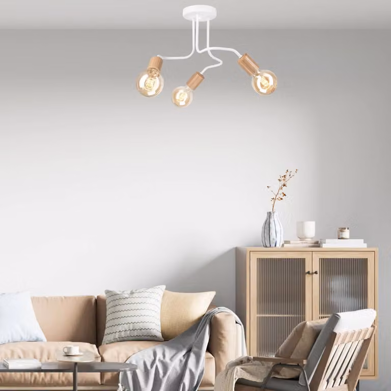 Plafoniera soffitto Joiy Lamkur, dimmerabile, Legno chiaro, Soggiorno / Sala da pranzo, Metallo, Moderno, Plafoniera