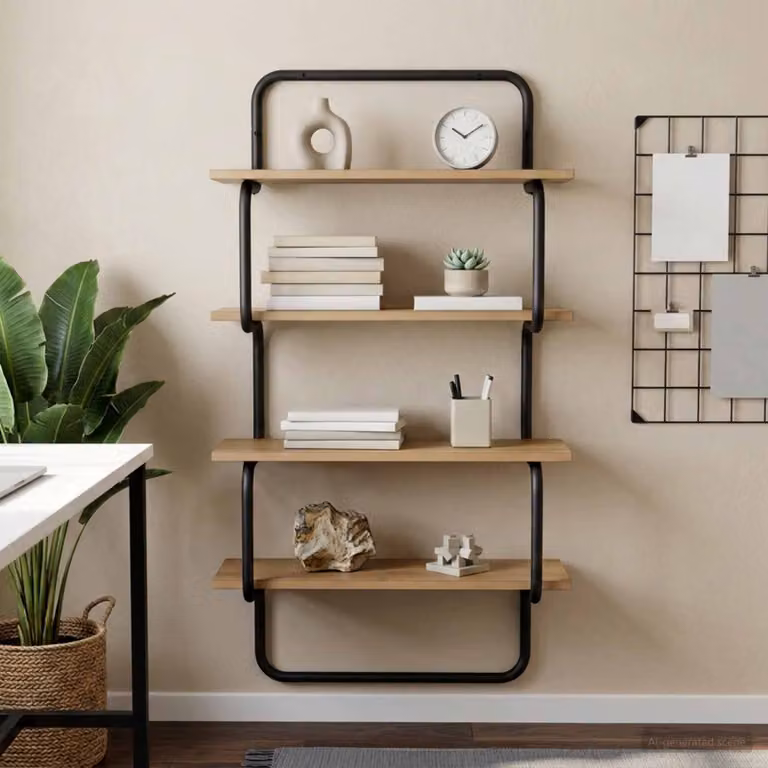 vidaXL Mensola a 4 ripiani in stile industriale color marrone, L: 80 cm, P: 24,5 cm, H: 104 cm