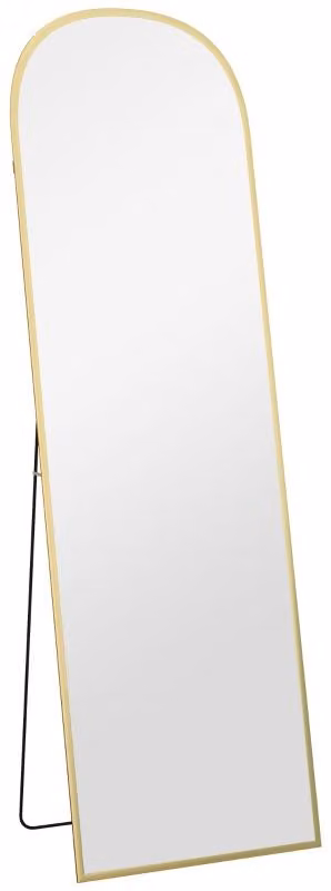 Specchio a figura intera Moonbite, altezza 161,5 cm, da appoggiare a terra o da fissare a parete, vetro temperato resistente agli urti, cornice in alluminio inossidabile, vetro, finitura oro