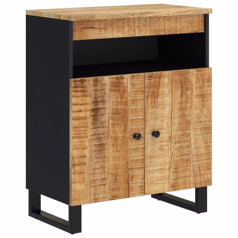 Credenza con 2 Ante 60x33x75 cm in Legno Massello di Mango