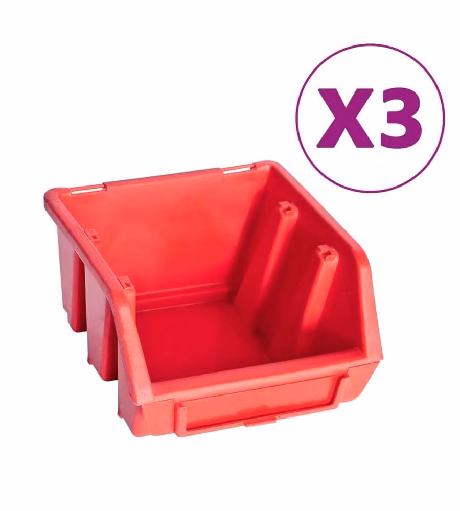 Kit Contenitori 34 pz con Pannelli a Parete Rosso e Nero