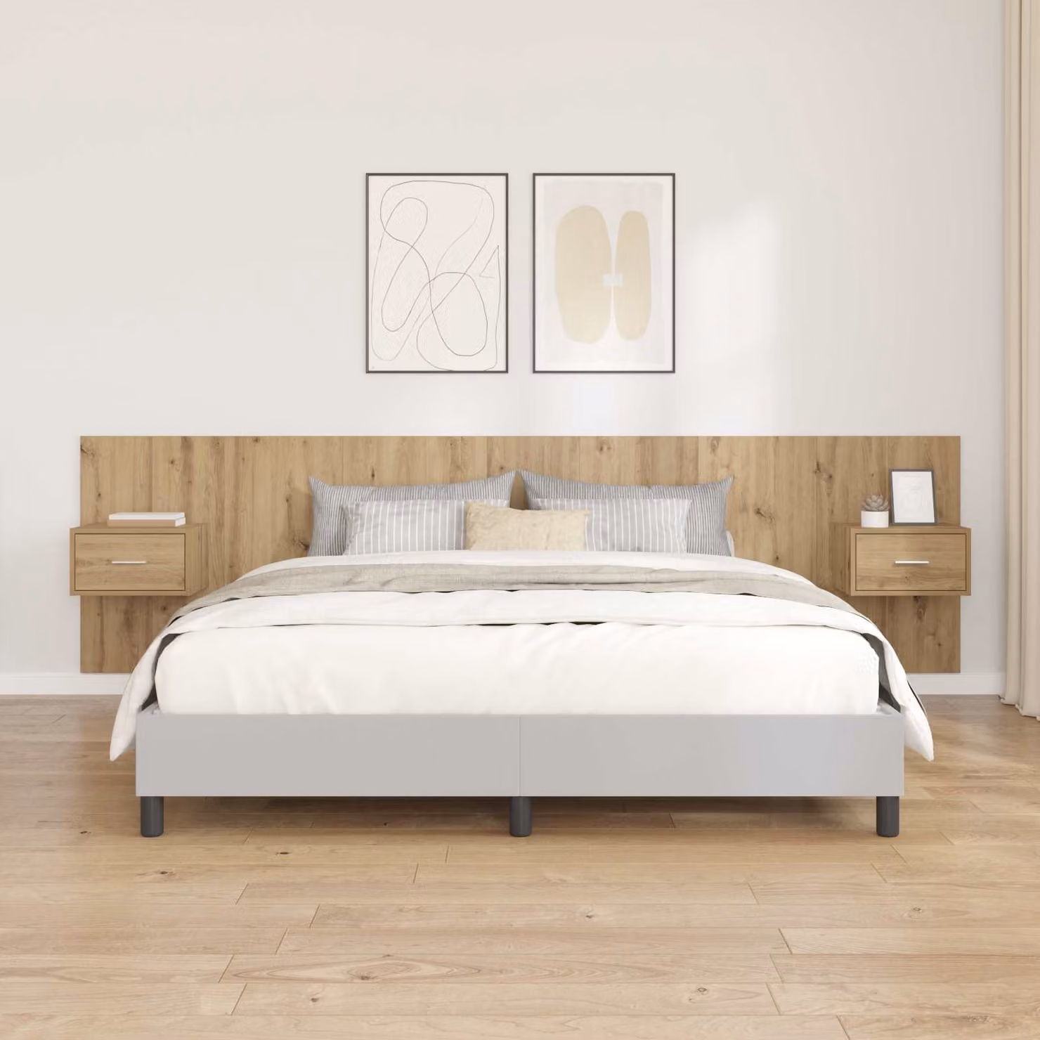 Set di 3 pezzi Testata con Comodini Integrati vidaXL in Legno Rovere Marrone Moderno