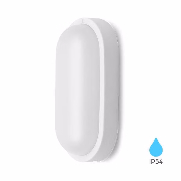 Braytron Lampada LED per ambienti umidi 8W Bianco caldo 3000K 700 lm Rotonda Bianca IP54 Lampada da parete e da soffitto